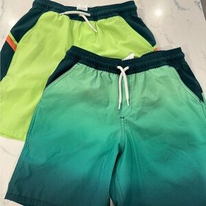 Lands' End Kids Swim Trunks - Green and Teal